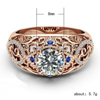 Prsteni luksuzni ružni zlatni otvor cvijeće s plavim dijamantskim damama prstena