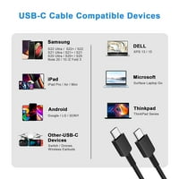 Za Samsung Galaxy USB-C do USB-C kabela Dugim brzom punjenjem [Pack] - crna