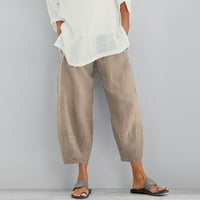 Ženske ležerne pamučne pantalone od pamučne hlače Elastična opsega labave hlače za noge