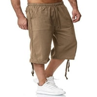 Muške pantalone Jednobojna dna elastične struke Capri hlače MENS casual jogger smeđi m
