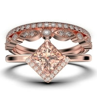Boho & Hipie 2. Karat Princess Cut morgatit i dijamantni prsten za zabavu, klasični vjenčani prsten,