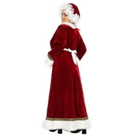 Gospođa Claus kostim za žene Odrašnica gospođice Santa klauzula haljina odijelo Božić s poklopcem za