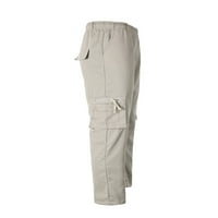 Muške čiste boje Slim Fit Cargo Pants patentni patentni pantalone m-3xl