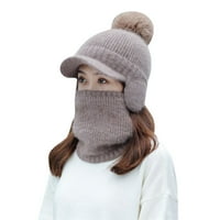 Wozhidaoke šeširi za muškarce Ženske ušima dodaju hlače toplotne bicikliste topli zimski kaputit pletena