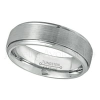 Vjenčani opseg Tungsten - Comfort Brušen Finish Comfort Fit Tungsten Carbide prsten - stepen rubni prsten