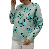 Prinxy ženske košulje modni leptir print casual kratkog džemper-lagane prevelike porijeklo, pulover