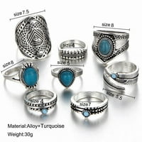 Duhgbne Vintage Ring Set Gemstone Boho prstenje za prstenje Žene srednji prste prsteni za prstenje otvorene