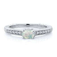 GEM kamen kralj sterling srebrni bijeli opal i bijeli stvorili su safir ženski prsten za žene sa akcentnim