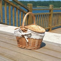 Prirodni ručni utkani okrugli pleteni torbica košara dvostruki poklopci Kampiranje piknik za skladištenje
