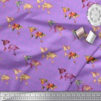Soimoi Purple Georgette viskoza Tkanina Provjeri i svjetski kartu Dekor tkanina od tiskanog dvorišta