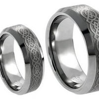 Muškarci i dame Volfram Carbide Vjenčani prsten za vjenčanje W LASER ETCHED CELTIC DESIGN