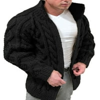 Kardigan čvrste boje za muškarce zimsko toplo s dugim rukavima plusom plus ležerne kabel pletenog kaputa