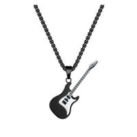 Privjesak za gitaru Mnjin od nehrđajućeg čelika Personalizirani par gitara Poklon nakit crna