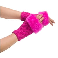 Ženska djevojka drži tople zimske zečje ručne rukavice bez rukava rukavice mittens tietoc