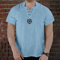 Muška posteljina Henleyji košulja kratki rukav casual V izrez čipke u obliku majice Plaža Hippie Yoga
