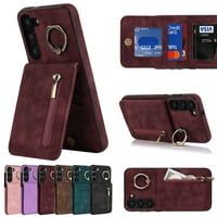 za Samsung Galaxy A 5G vintage kožni novčanik kućišta, držači za praktične kartice RFID blokiranje patentnog