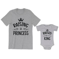 Podizanje muške majice princeze Crown Royalty grafički tee podigao kralj Baby Bodysuit Kidshing Majica