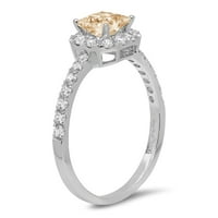 1. CT briljantna princeza Clear Simulirani dijamant 18k bijeli zlatni halo pasijans sa Accentima prsten