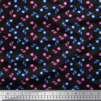 Soimoi Poly Georgette tkanina točka, plava i ružičasta cvjetna cvjetna tkanina za obrtna tkanina od