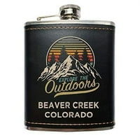 Beaver Creek Colorado Istražite na otvorenom Suvenir Crna koža zamotanu od nehrđajućeg čelika OZ tikvice