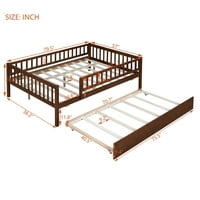 Puna veličina dnevna sa spoljom, drvo punog kreveta sa ogradom zaštićenim zaštitnim ogradama, nije potreban