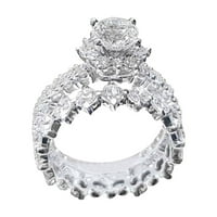 Ženska modna srebrna obećanja prstenovi osjetljivi dizajnerski set dijamantski modni prsten svjetlo