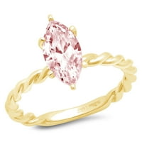 2.0ct Marquise rez ružičasti simulirani dijamant 18k žuto zlato graviranje izjava godišnjica angažmana