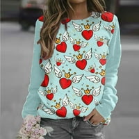 Ženske modne bluze Košulje padaju jesen zima casual dan zaljubljenih ljubav tiskani okrugli vrat pulover