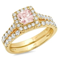 2. CT Princess rez ružičasti simulirani dijamant dragulj real 18k žuto zlato prilagodljivo laserski