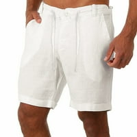 Muške kratke hlače modne muškarce pamučne posteljine casual pantalone gumbi za spajanje pojačanih džepova