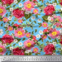 Limoi pamučna pamučna tkanina od listova, Clematis & Rose cvjetni print šiva širine tkanine