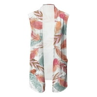Jsaierl Lagani kardiganci Ženski otvori bez rukava s džepovima Print Summer Top udobnog Flowy Kimono