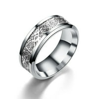 Sehao prstenovi od titanijum čeličnog zmajnog prstena sa srebrnim zlatnim zmajem od nehrđajućeg čelika