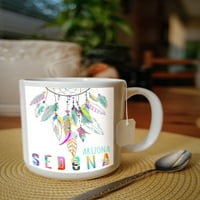 FL OZ Keramička krigla, Sedona, Arizona, šareno perje, Dreamcatcher, Perilica za suđe i mikrovalna