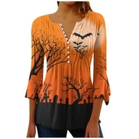 Halloween ženske plus veličine i majice rukav plus veličine vrhova scoop vrat struk pulover na vrhu