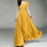 Hinvhai haljina za žene plus veličine Extra zazor Ženska V-izrez Čvrsta boja kratkih rukava šifon struk