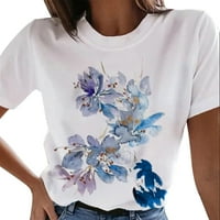 Iopqo košulje za žene Žene Ljeto Ležerne prilike O vrat Cvjetni ispis Majica kratkih rukava Top svijetlo