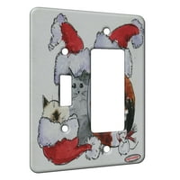 KUZMARK GANG Rocker Zidna ploča - tri božićne mačiće i miš u Santa šeširi mačjim umjetnošću Denise svaki