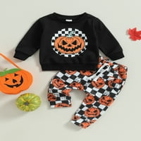 Licupiee Newborn Baby Boy Girl Halloween Outfits dugih rukava Duks bundeve + hlače postavljaju odjeću