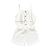Jedna odjeća za ljetne djevojke s rukavima bez rukava rukavice ruffles suspender romper kombinezon bijeli