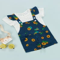 Djevojke za djecu Kombinezon Set Sunflower Ispiši ljetni casual svakodnevno odijelo 6- mjeseci