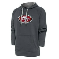 Muški Antigua charcoal San Francisco 49ers Victory Chenille Pulover Hoodie