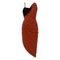 Cuoff haljine Ženske čvrste boje Sequin proret Maxi osmehne jedan smeđi XL