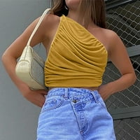 Ženska modna čvrsta povremena tanka fit jedno rame Slim Fit prsluk trendi Fall odjeća košulja bluza