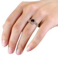 Crveni granat i dijamantski zaručni zaručni prsten 1. CT TW u 14k Rose Gold.Size 6.0