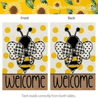 Ljetna bašta zastava pčelanje polka dvostrane za vanjsku dobrodošlicu Burlap Mali sezonski ukras dvorišta