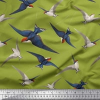 Soimoi ružičasti pamučni dres tkanine Flying Woodpecker tkanine za ptice otisci sa dvorištem širom