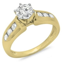 1. Carat 18k žuti zlatni okrugli rez Diamond Dame Bridal Solitaire sa akcentima zaručnički prsten CT