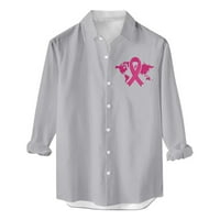 Muška majica za dojku za dojku Opuštena fit ružičasta vrpca za ispis majica s dugim rukavima, casual