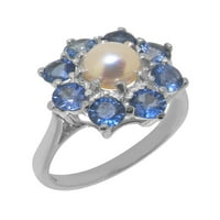 Britanci napravio je 10k bijeli zlatni ringlirani prsten sa kulturom i safirnom ženkom - Opcije veličine